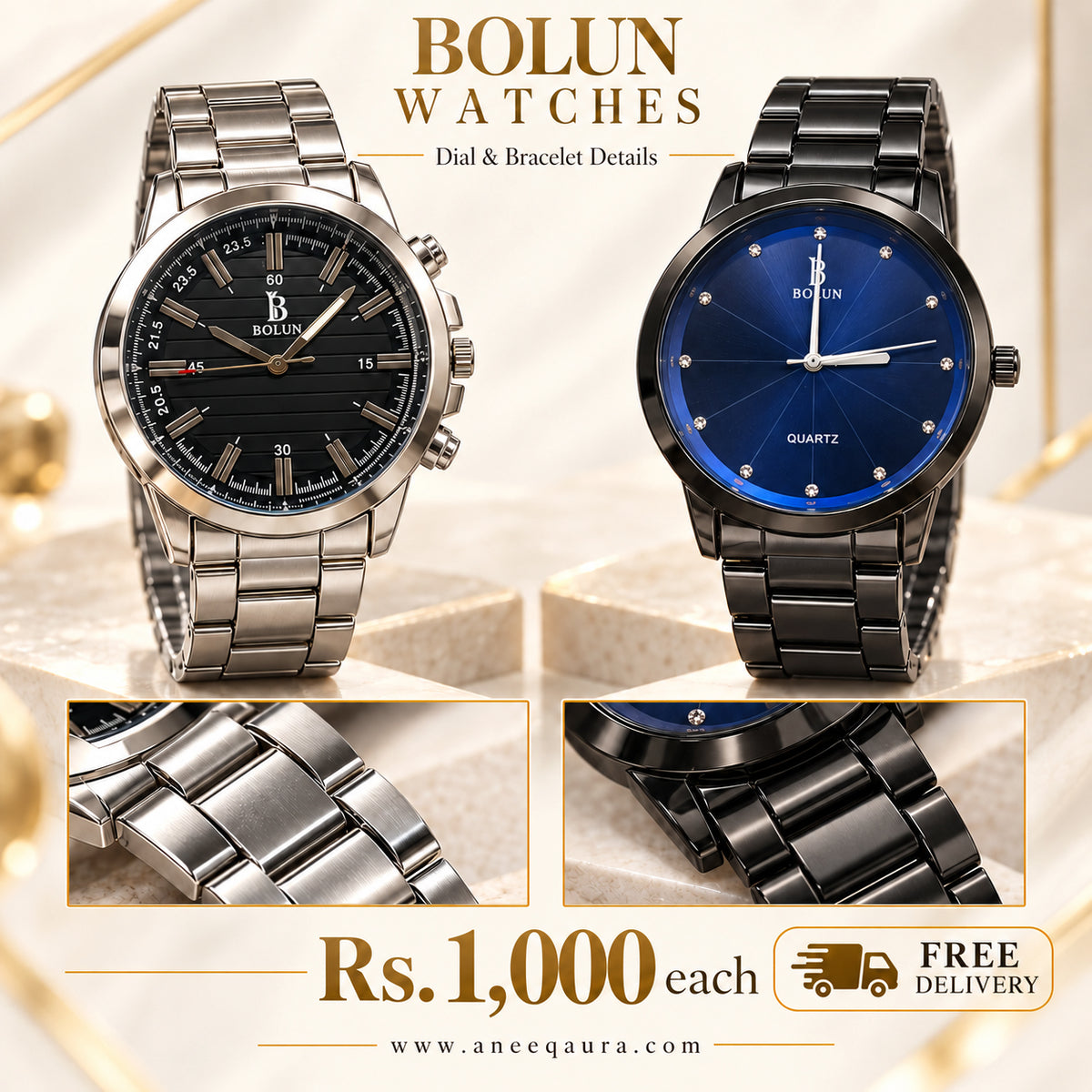 Bolun Men's Watch | Black Dial & Blue Dial
