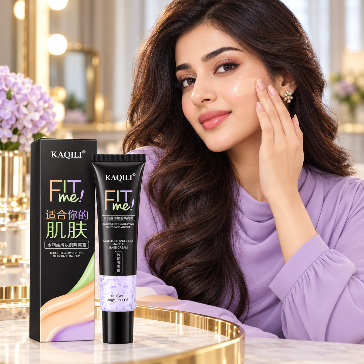 KAQILI Fit Me Base Cream with swatch
