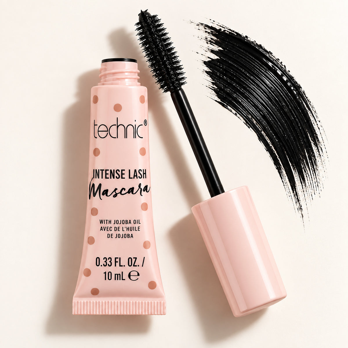 Technic Intense Lash Mascara tube with black swatch